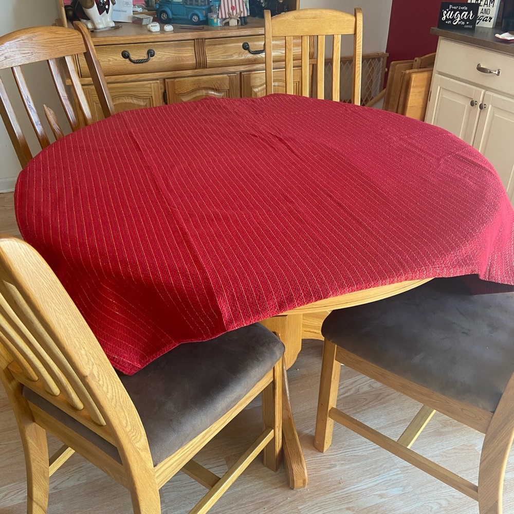 Elegant Red Striped Tablecloth